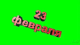 футаж надпись 23 февраля на зеленом фоне набор