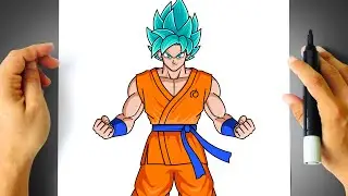 How to DRAW GOKU SUPER SAIYAN BLUE Full Body ( SSJ Blue ) - Dragon Ball - Drawing Tutorial