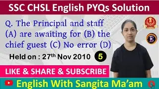 SSC CHSL English PYQs Solution ||  English With Sangita Ma'am ||