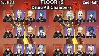 3.8 Diluc Floor 12 All Chambers | 3.8 Spiral Abyss Floor 12 9 Stars | Genshin Impact
