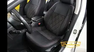 Чехлы на Peugeot 408 с алькантарой и ромбами