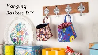 直線縫いだけで立体的になる【ハンギング バスケット】の作り方 / Hanging Fabric Baskets DIY
