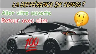 COMPARATIF ✅ TESLA Aller vitre ouverte - retour avec clim quelle est la différence de consommation ?