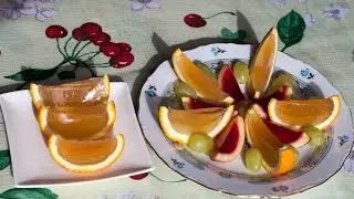 Яблочные и апельсиновые дольки на агар-агаре