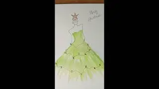 Drawing Dress Christmas Tree. Fashion illustration art. Fashion illustration sketches
