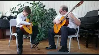 Дуэт с учителем. Красивая мелодия на гитаре.