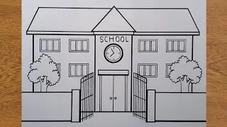 How To Draw School || Drawing School For Beginners