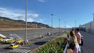 Plane landing at Madeira CR7 Airport