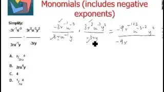 Multiplying and Dividing Monomials (includes negative exponents)