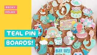 Teal Enamel Pin Board Collection and Display