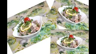 Рецепт закуски с лимоном, кальмары и грибы   безумно вкусно