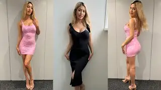 Selina Office Crush | Walking around the Office in Latex Dress, Tight Dresses & Heels | Selina Amy