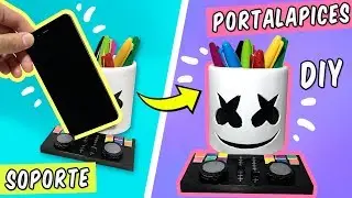 HAZ UN PORTALÁPICES DE MARSHMELLO CON SOPORTE PARA MÓVIL CELULAR | DIY - Manualidades