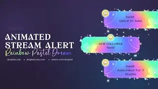 Rainbow Pastel Dream Animated Stream Alerts | Twitch Stream Alerts | Streamlabs & StreamElements