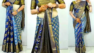 How to drape easily with heavy border | saree draping with perfect plate | stylish saree drape