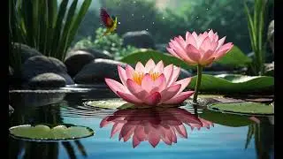 Serene Lotus Pond with Hummingbird  Relaxing Music for Stress Relief & Meditation