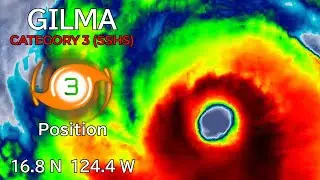 Category 3 Hurricane Gilma strengthening in the Pacific