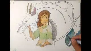 Water colour Drawing of Chihiro and Haku (Spirited Away) #digitaldrawing #digitalart #spiritedaway