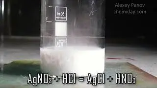 AgNO3 + HCl → AgCl + HNO3 | Silver(I) nitrate react with hydrogen chloride