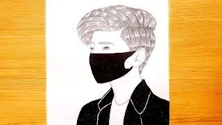 how to draw a boy with black mask and black jacket step by step /pencil tutorial/BR drawing book