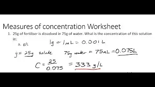 Calculating g/L and % (w/w) concentration