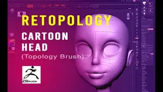 Retopology Cartoon Head in Zbrush  (Topology Brush)