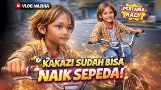 PERTAMA KALI NAIK SEPEDA DI JALAN RAYA !! KAKAZI JATUH