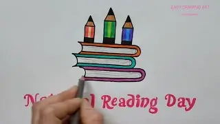 national reading day special drawing | how to make national reading day poster drawing