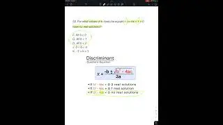 ACT Math 36 in 60 Discriminant Quadratics
