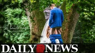 Couple stages hyper sexualized engagement photo