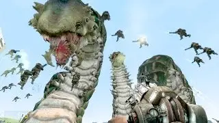 GIANT WORMS!!!  Combine Juggernauts vs Giant Worms & Spider Queen in Garry’s Mod