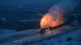 Fire sparks of Steam in Sandaoling Coal Mine Railway China Dec 2016