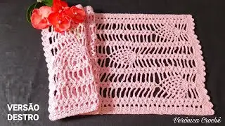 💖 Caminho de mesa em croche/Trilho de mesa em croche/Passo a passo/Para iniciantes(Versão destro)