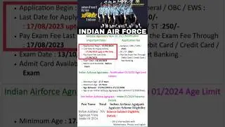 Airforce Agniveer Intake 01/2024 Online Form//Join Indian Airforce Agnipath Agniveer Scheme 2023👨‍✈️