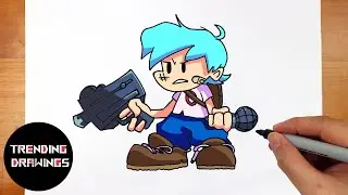 How To Draw FNF MOD Character - Pibby Boyfriend Easy Step by Step