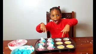 MAKING CANDY CUPCAKES with cream icing and  unicorns