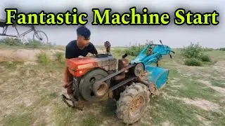 Fantastic power tiller starting idea - Amazing machine start | Amazing Diesel engine Starting