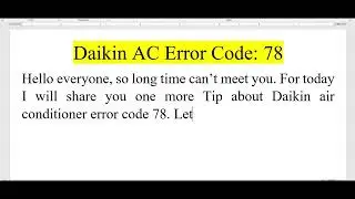 How to solve daikin air conditioner fault code 78?