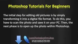 Adobe Photoshop Tutorials - How To Restore Old Photos
