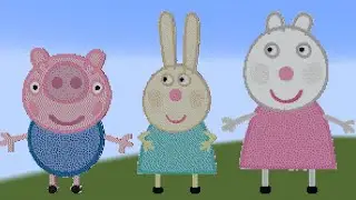 Front view of Peppa Pig characters in Minecraft (+sounds)