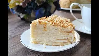 Homemade Napoleon Cake with Custard for New Year 2022. A delicious cake for the holiday table!