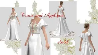 CLO3D applique and trims - the shortest
