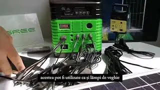 Kit solar GD-Lite 10 dotat cu 3 becuri LED, Portabil, Lanterna, USB, Radio FM, Mp3