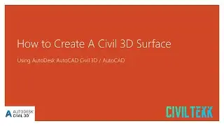 How to Create your own Civil 3D Surface | AutoDesk | AutoCAD | Civil 3D