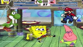 SPONGEBOB SQUAREPANTS & YOSHI VS SUPER MARIO & PATRICK STAR | BEST OF 3