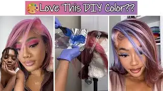 🍧Period!! DIY Lace Wig With Blue! Realistic Lace Bob Hair Install | Elfinhair | She Made It!