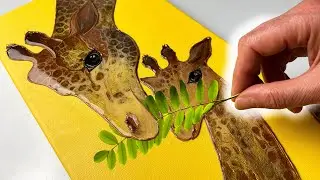 INCREDIBLE Giraffe Art! EASY Acrylic Pouring Anyone Can Try! + Glue Gun | AB Creative Tutorial