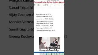 Convert into Table in Ms word|#shorts #msword #tips