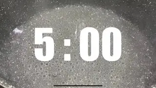 5-minute countdown timer over boiling pot