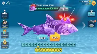 NEW ZOMBIE MEGALODON UNLOCKED AND ZOMBIE MEGALODON GAMEPLAY - Hungry Shark Evolution